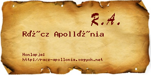 Rácz Apollónia névjegykártya
